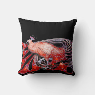 COJÍN DECORATIVO ELEGANTE PIEL EN NEGRO ROJO