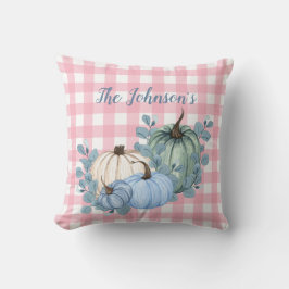 Cojín Decorativo Elegante Plaid Floral Rosa Calabaza Acogedor Decor