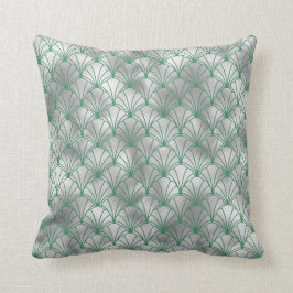 Cojín Decorativo Elegante plata y verde Art Deco
