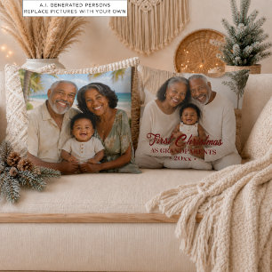 Cojín Decorativo Elegante primer Navidad como abuelos 2 Fotos