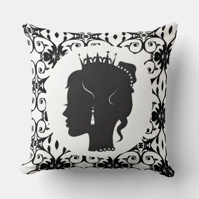 Cojín decorativo elegante Princess Black Silhouett (Anverso)