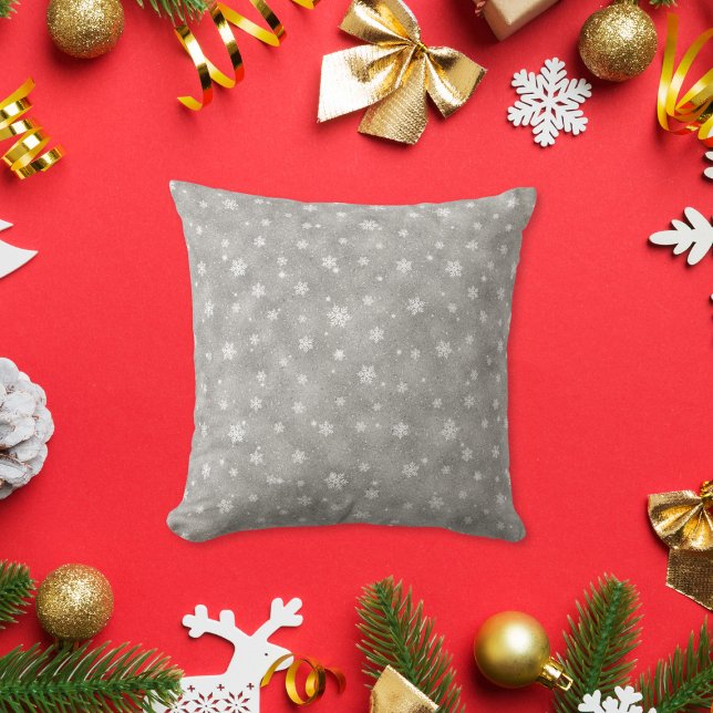 Cojín Decorativo Elegante Purpurina plateado estrena copos de nieve (Subido por el creador)