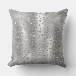 Cojín Decorativo Elegante Purpurina plateado Patrón de puntos de ch