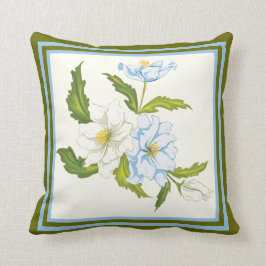 Cojín Decorativo Elegante ramo de flores azules y blancas