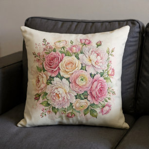 Cojín Decorativo Elegante ramo floral de acuarela