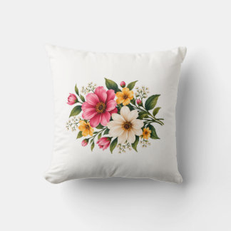 Cojín Decorativo Elegante ramo floral rosa y amarillo Botánico 💐
