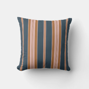 Cojín Decorativo Elegante raya de Navy Marrón Rosa