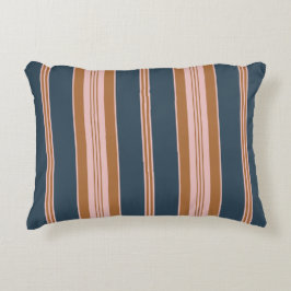 Cojín Decorativo Elegante raya de rayas marrones rosa y azul marino