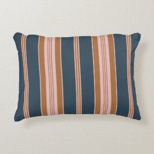 Cojín Decorativo Elegante raya de rayas marrones rosa y azul marino