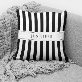 Cojín Decorativo Elegante rayado negro y blanco