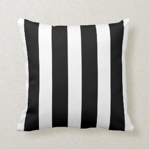 Cojín decorativo elegante rayado vertical negro y