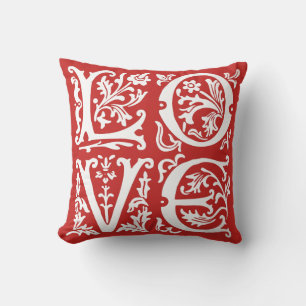 Cojín Decorativo Elegante Red White Love Word Art Valentine