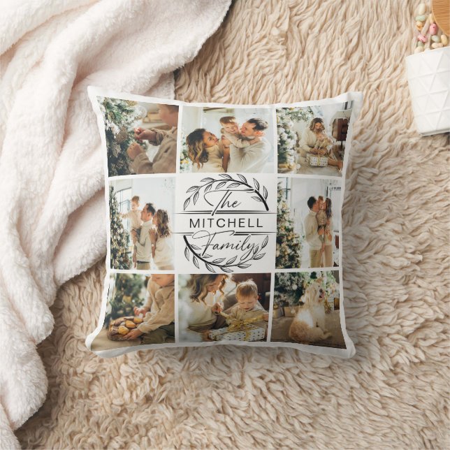 Cojín Decorativo Elegante regalo de Monograma de Collage de fotos f (Manta)