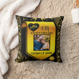 Cojín Decorativo Elegante regalo de quinto aniversario de Boda negr
