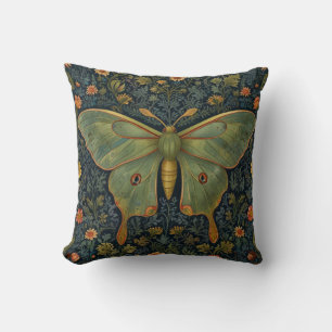 Cojín Decorativo Elegante retro boho Luna moth botánico
