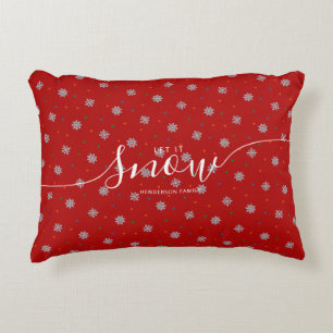 Cojín Decorativo Elegante rojo Déjalo nevar personalizado