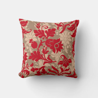Cojín Decorativo Elegante rojo, taúpe y beige floral