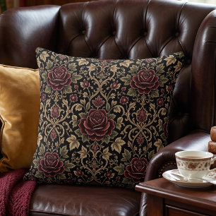 Cojín Decorativo Elegante Rosa Borgoña Damask