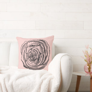 Cojín Decorativo Elegante Rosa botánico negro rosa romántico