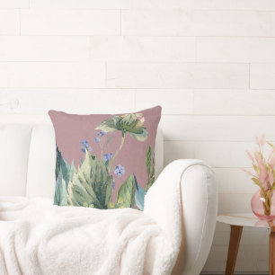 Cojín Decorativo Elegante Rosa De Acuarela En Mauve