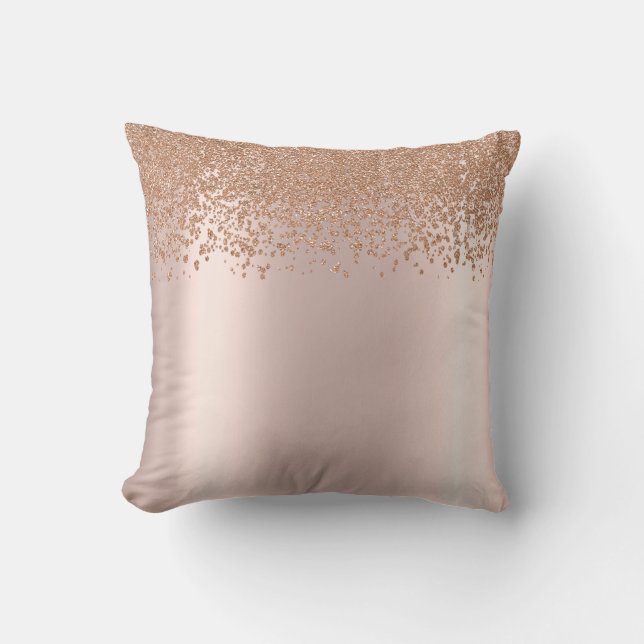 Cojín Decorativo Elegante Rosa Dorado Diamantes Chic (Anverso)