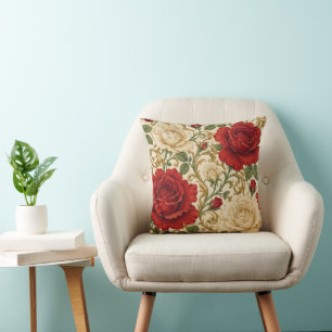 Cojín Decorativo Elegante Rosa Marfil Victoriana Decorativa 