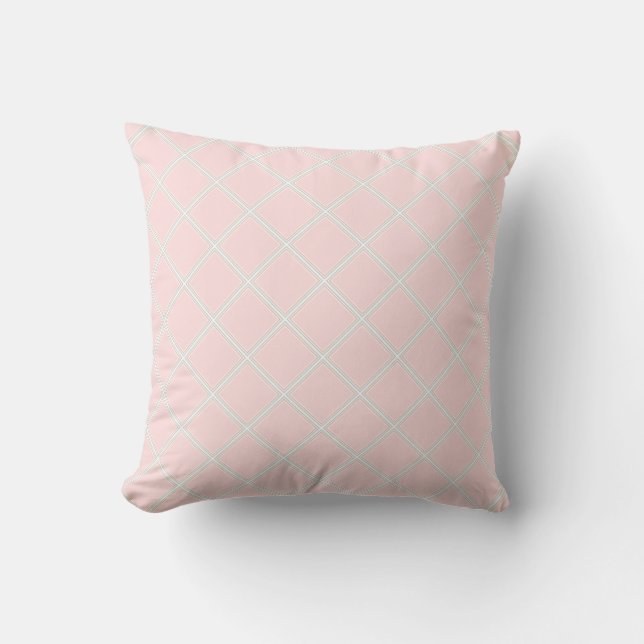 Cojín Decorativo Elegante Rosa Pastel Naranja Verde Blanco Geométri (Anverso)