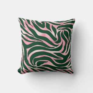 Cojín Decorativo Elegante Rosa Purpurina dorado Zebra Verde Animal 