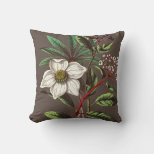 Cojín Decorativo Elegante Rosa Vintage de Navidad Flor Marrón