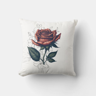 Cojín Decorativo Elegante Rosa Vintage – Diseño de Camiseta de Arte