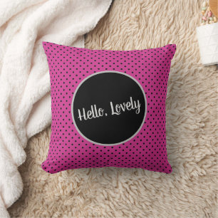 Cojín Decorativo Elegante Rosa Violeta y puntos negros Personalizad