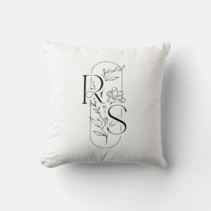 Cojín Decorativo Elegante RS Monograma Floral con Freesia
