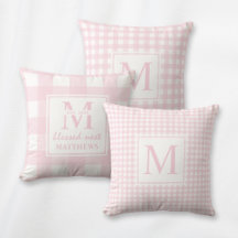 Elegante Rubor Pink Monogram Classic Gingham