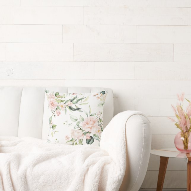 Cojín Decorativo Elegante Rubor rosa Eucalyptus Blanco (Sofá)