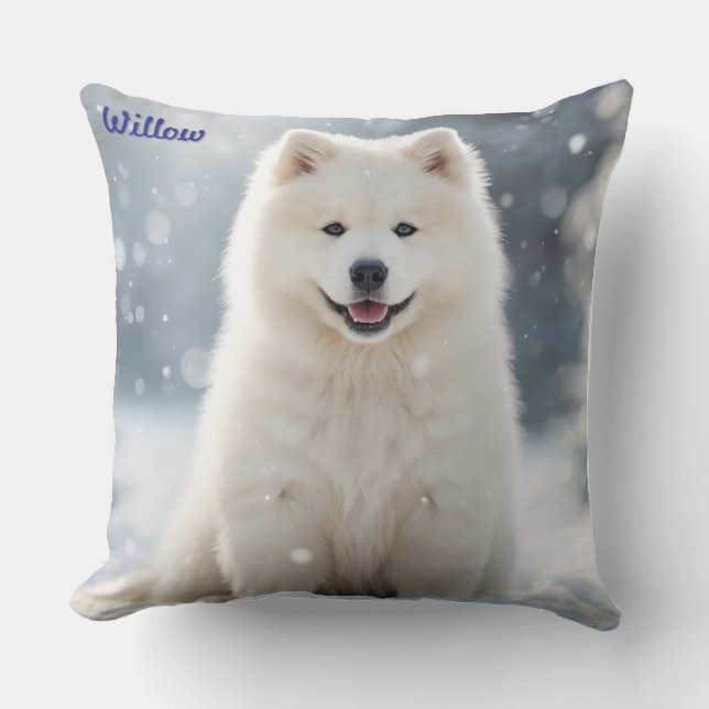 Cojín Decorativo Elegante Samoyed Personalizado (Anverso)