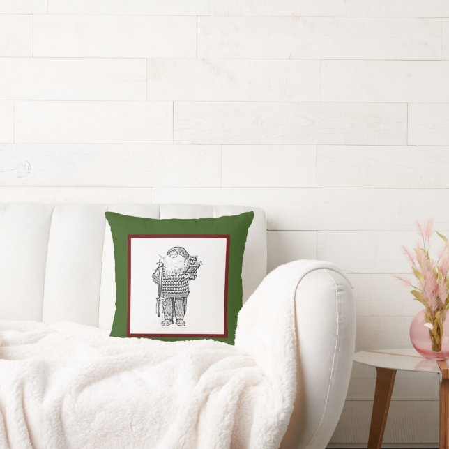Cojín Decorativo Elegante Santa en suéter festivo, boceto navideño (Sofá)