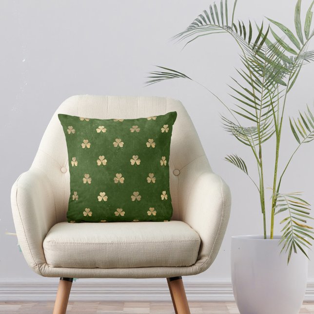 Cojín Decorativo Elegante Shamrock de oro verde (Subido por el creador)