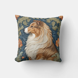Cojín Decorativo Elegante Sheepdog de Shetland William Morris inspi