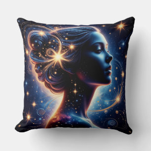 Cojín Decorativo Elegante Silueta de Mujer Celestial