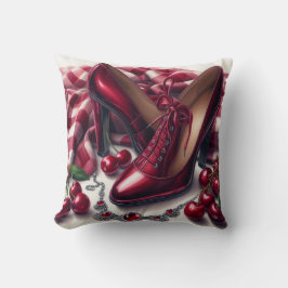 Cojín Decorativo Elegante tacones rojos altos con cereza