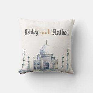 Cojín Decorativo Elegante Taj Mahal Typology Watercolor Boda