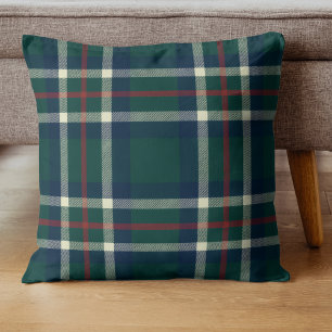 Cojín Decorativo Elegante Tartán Cuadros Verde Navidad Preppy