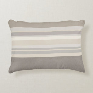Cojín Decorativo Elegante Taupe Crema y gris rayado estilo granja