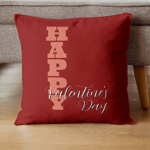 Cojín Decorativo Elegante Terracota Terciopelo Rojo Feliz Día de Sa