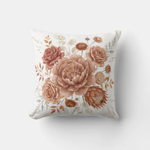 Cojín Decorativo Elegante Terracota y Botánico Floral Boho Melocotó
