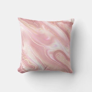 Cojín Decorativo Elegante textura de mármol. Rosa de oro líquido br