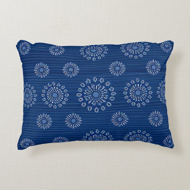 Cojín Decorativo Elegante textura Sunmica Azul con patrón floral (Anverso)