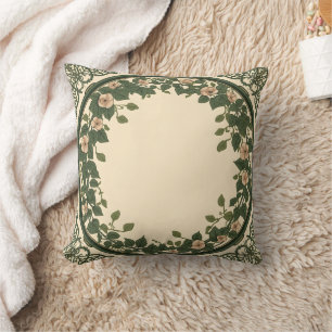 Cojín Decorativo Elegante Throw con Corona Floral Botánica Art Nouv