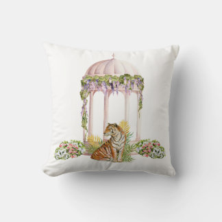 Cojín Decorativo Elegante tigre indio Impresión botánica estética