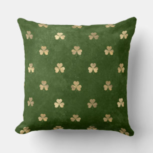 Cojín Decorativo Elegante trébol de cuatro hojas irlandés verde y d